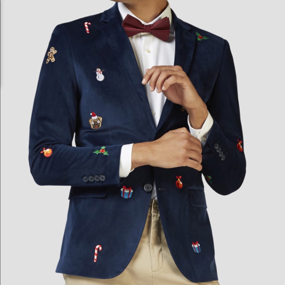 Deluxe Men Velvet Christmas Icons Blazer US 50